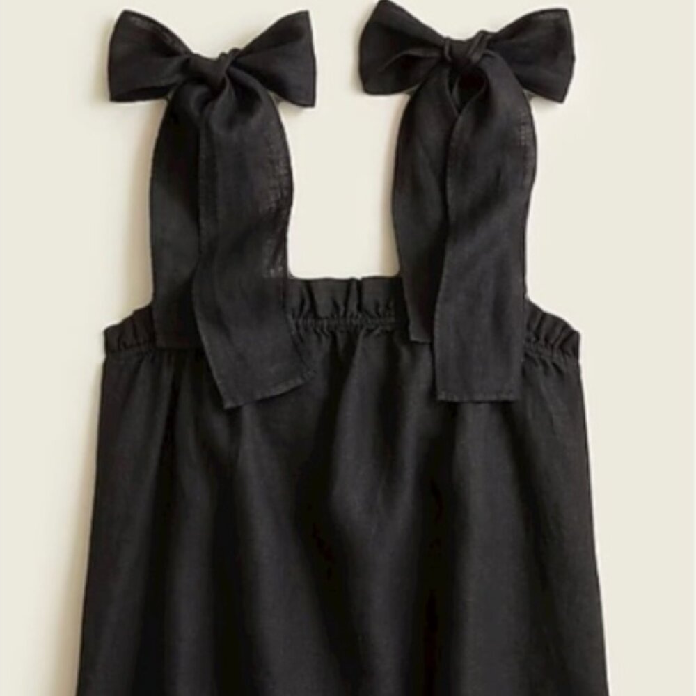 NWOT J Crew Tie-shoulder linen tank top XXS Black 100% Linen